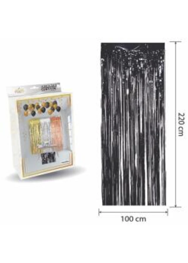 Metalize Siyah Fon Perdesi