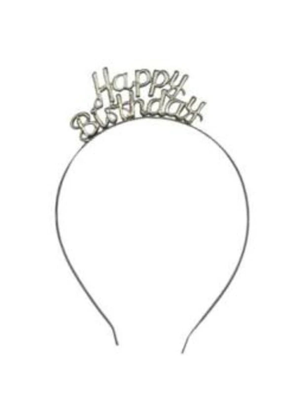 Happy Birthday Gümüş Metal Taç