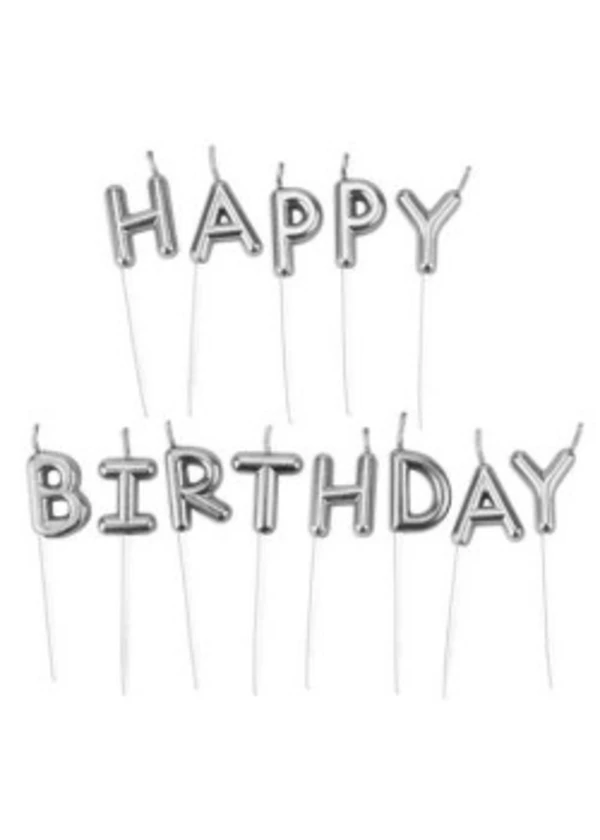Happy Birthday Gümüş Mum Seti
