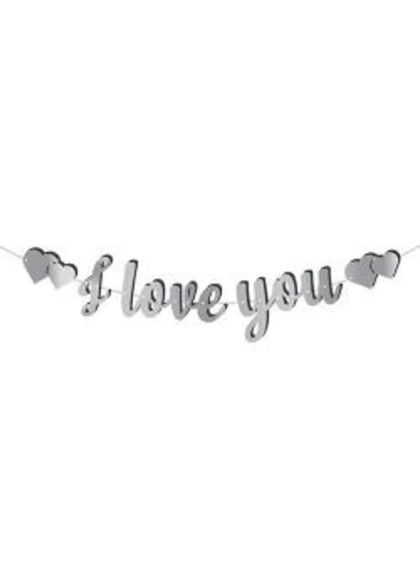 Kaligrafi Banner Gümüş I Love You