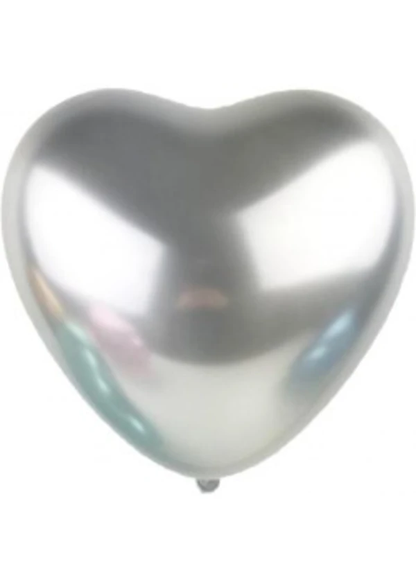 Krom Metalik Gümüş Kalp Balon 5'li Paket