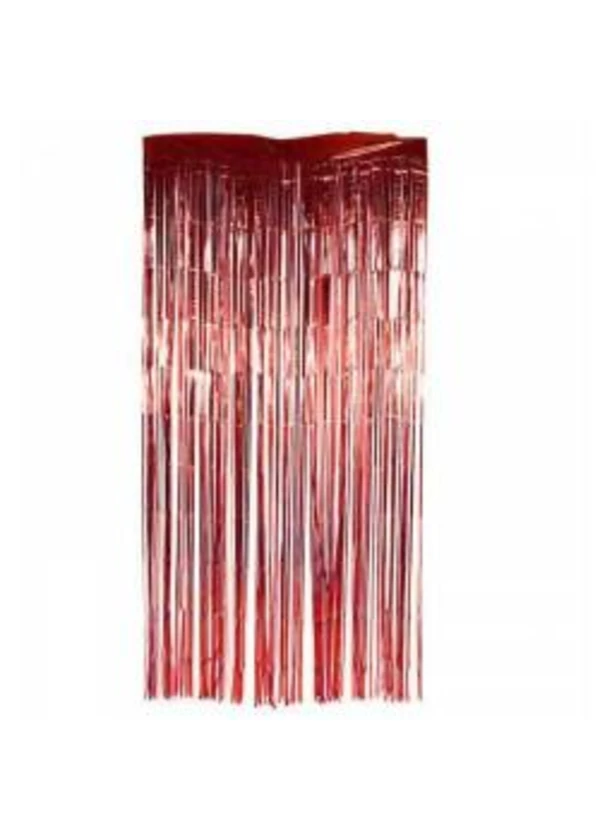 Metalize Kırmızı Fon Perdesi