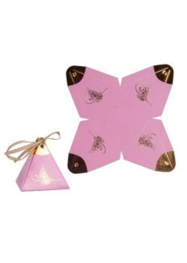 Açık Pembe Varaklı Piramit Lokum Kutusu 25'li