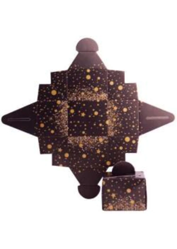 Altın Pırıltılı Siyah Karton Lokumluk 50'li