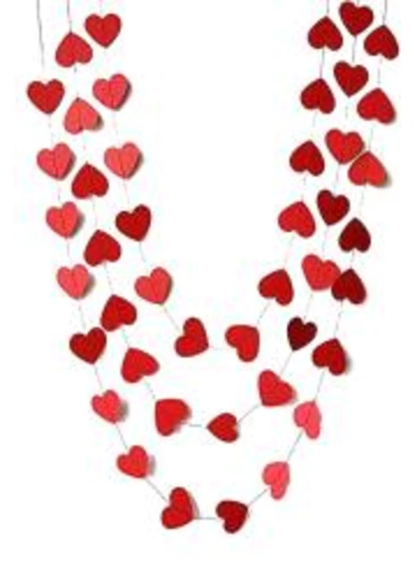 İpe Dizili Kalp Karton Süs 3.5m