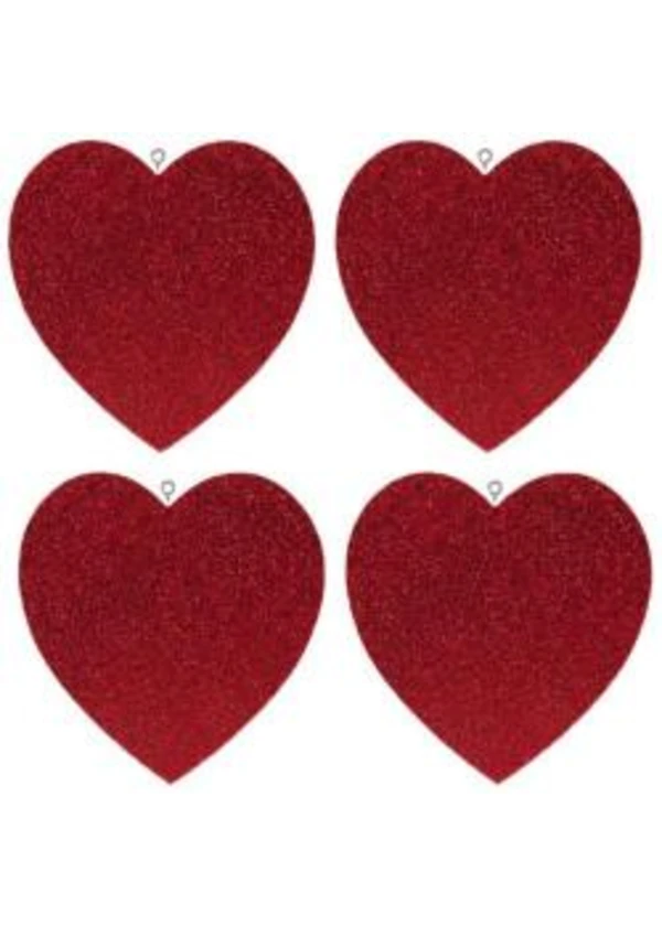 Çift Taraflı 4'lü Kalp Strafor Dekor Süs Kırmızı 14cm