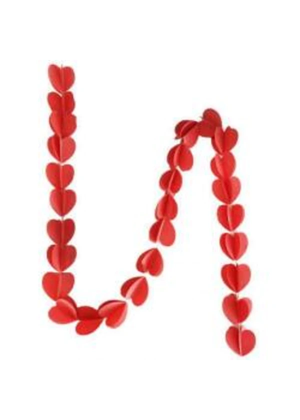 Kalp Sarkıt Kağıt Süs Kırmızı 160cm