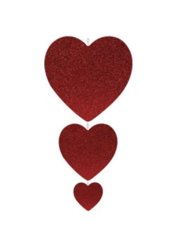 Kalp Strafor Dekor Süs 3'lü Kırmızı (Çift Taraflı)