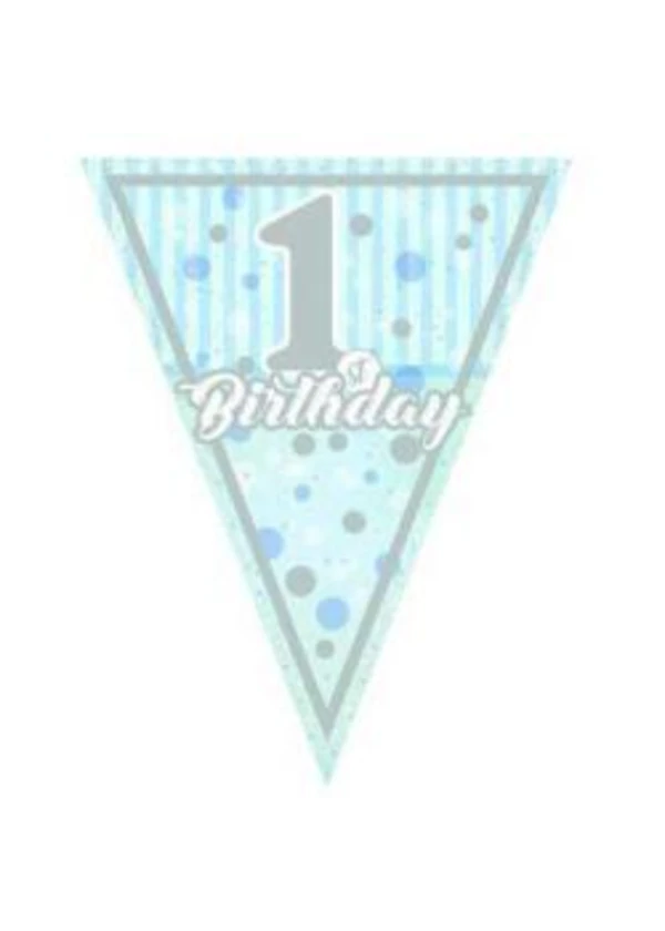 Pırıltılı 1 Yaş Mavi Üçgen Flama