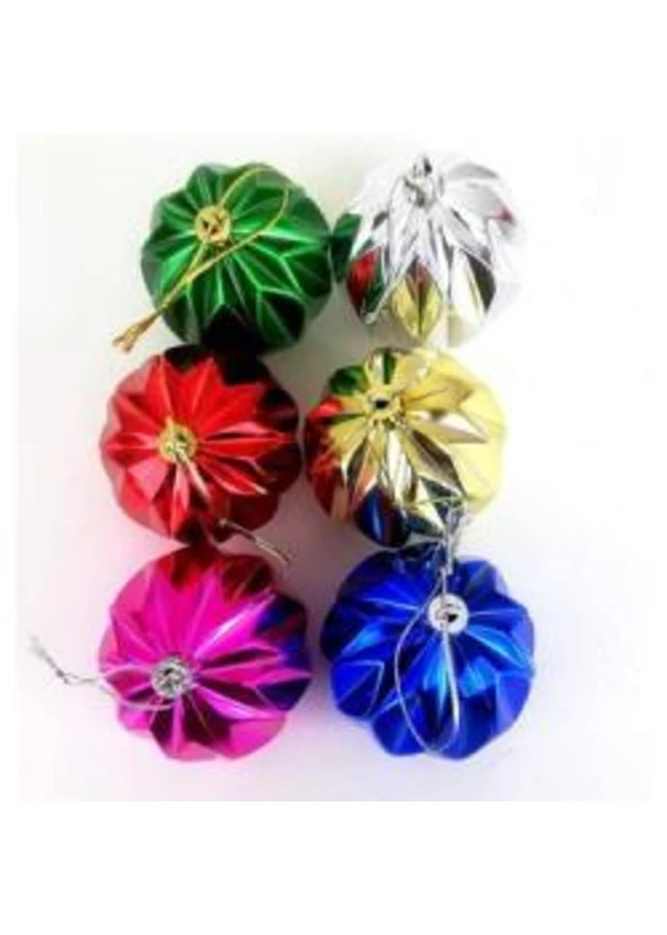 Yılbaşı Ağacı Süsleme Topları Burgulu Karışık Renk 4cm 6'lı