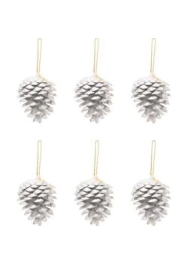 Gümüş Lüks Kozalak 4cm 6'lı