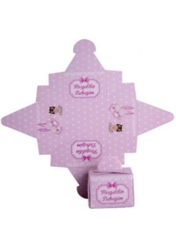 Hoş Geldin Bebeğim Pembe Lokum Kutusu 50'li