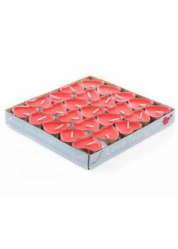 Kırmızı Kalp Tealight Mum 50'li