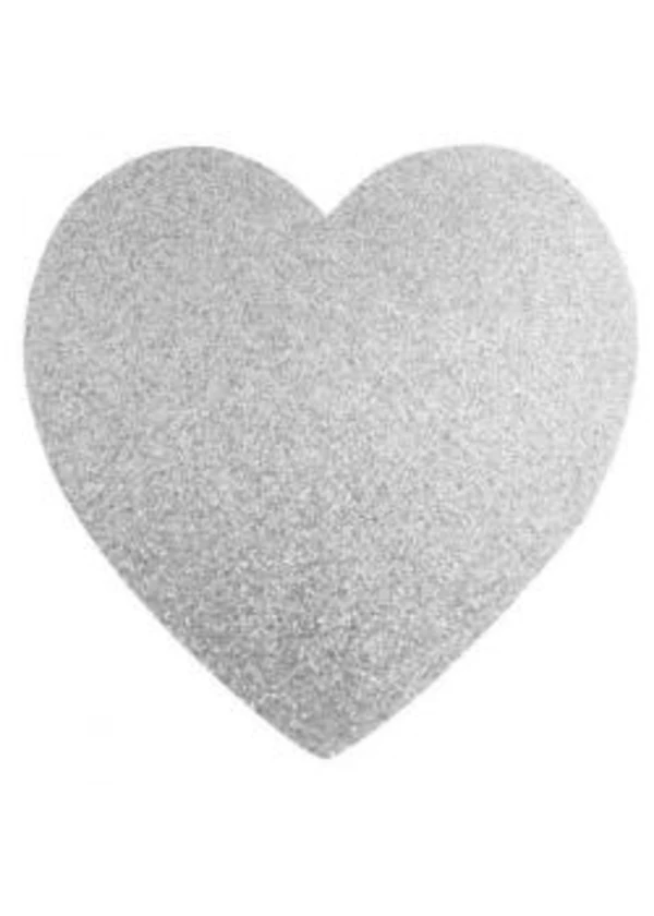 Kalp Gümüş Strafor Süs 25cm