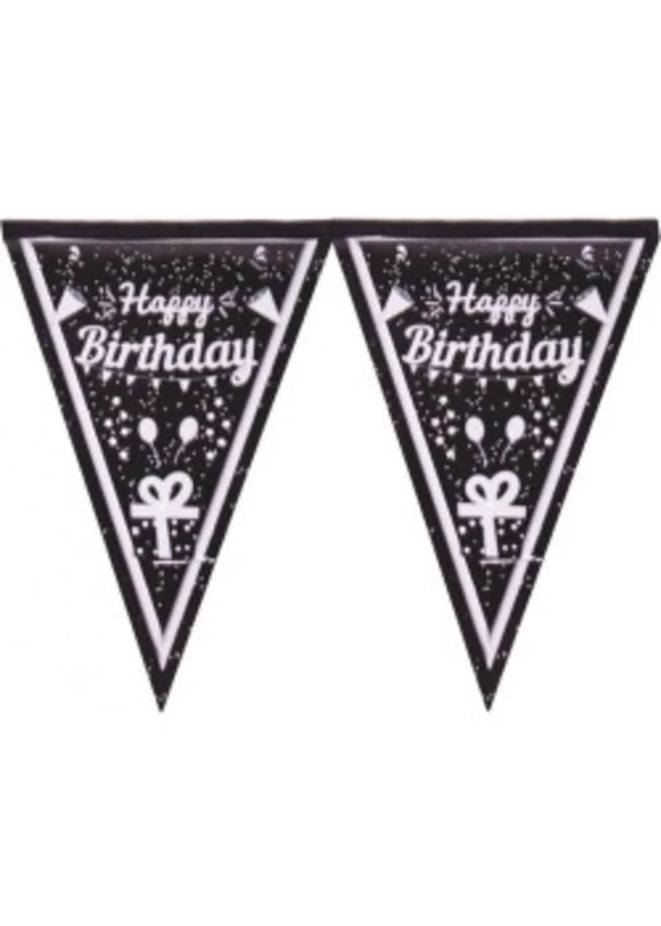 Gümüş Happy Birthday Üçgen Flama