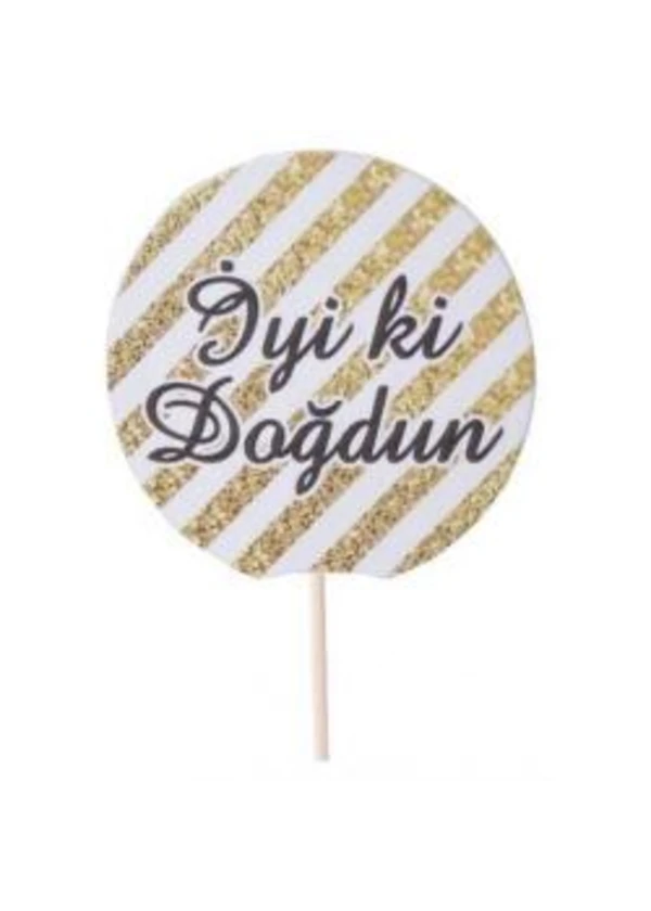 Altın Çizgili İyi Ki Doğdun Kürdan 20'li
