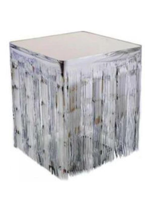 Metalize Gümüş Püsküllü Masa Eteği