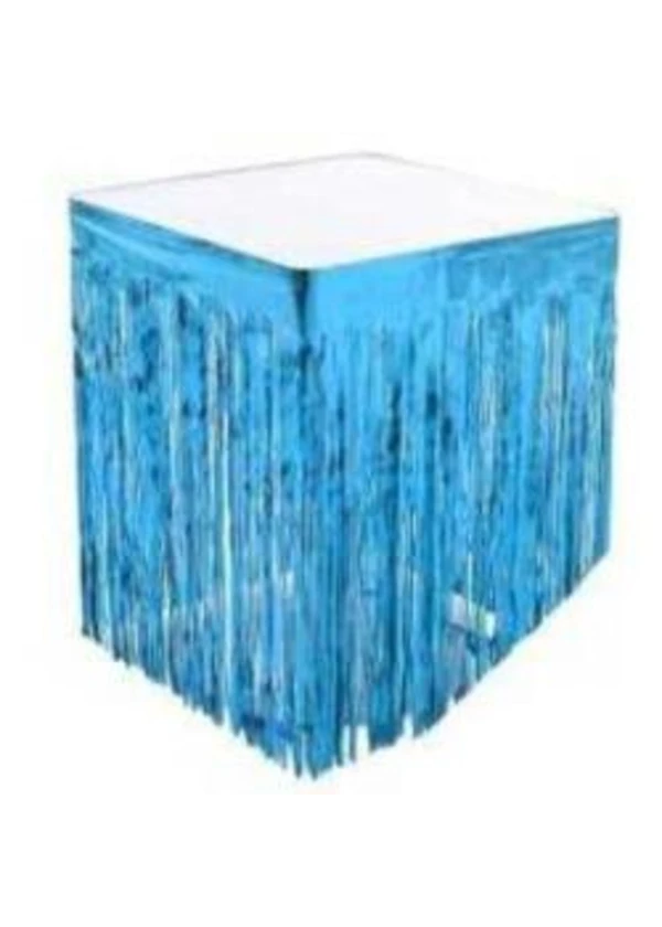 Metalize Mavi Püsküllü Masa Eteği