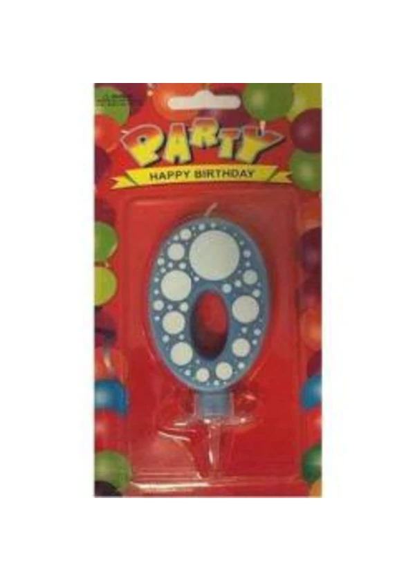 0 Mavi Puantiyeli Rakam Mum