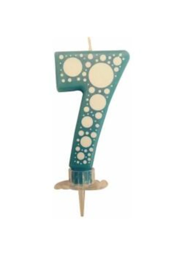 7 Mavi Puantiyeli Rakam Mum