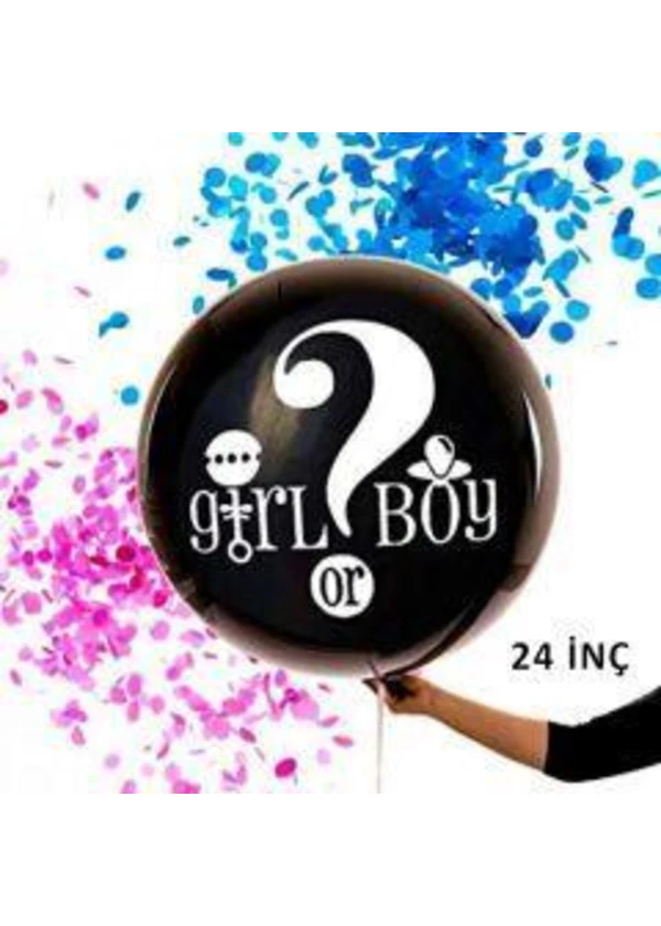 24 inç Cinsiyet Belirleme Partisi Konfetili Balon Kız Pembe