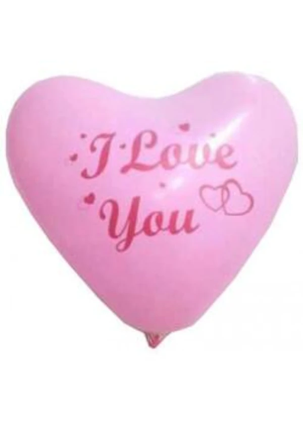 I Love You Baskılı Pembe Kalp Balon 5'li Paket