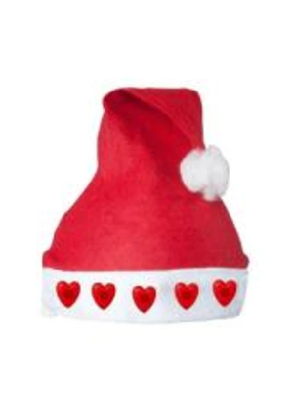 Kalp Işıklı Noel Baba Şapkası