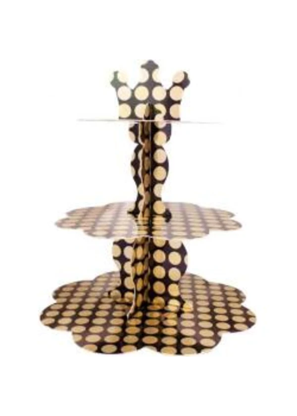 Metalize Altın Puantiyeli Kek Standı