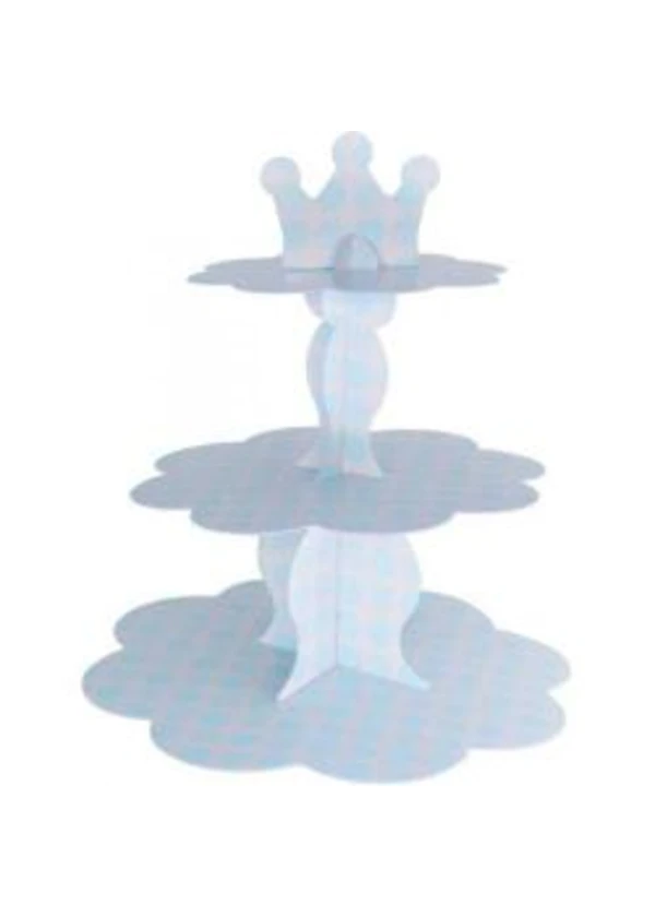 Metalize Mavi Puantiyeli Kek Standı