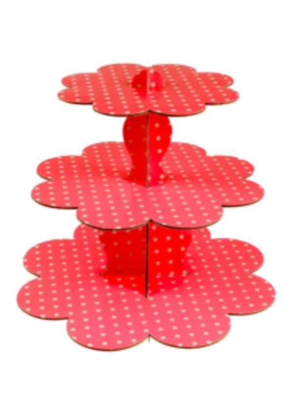 Kırmızı Puantiyeli Kek Standı