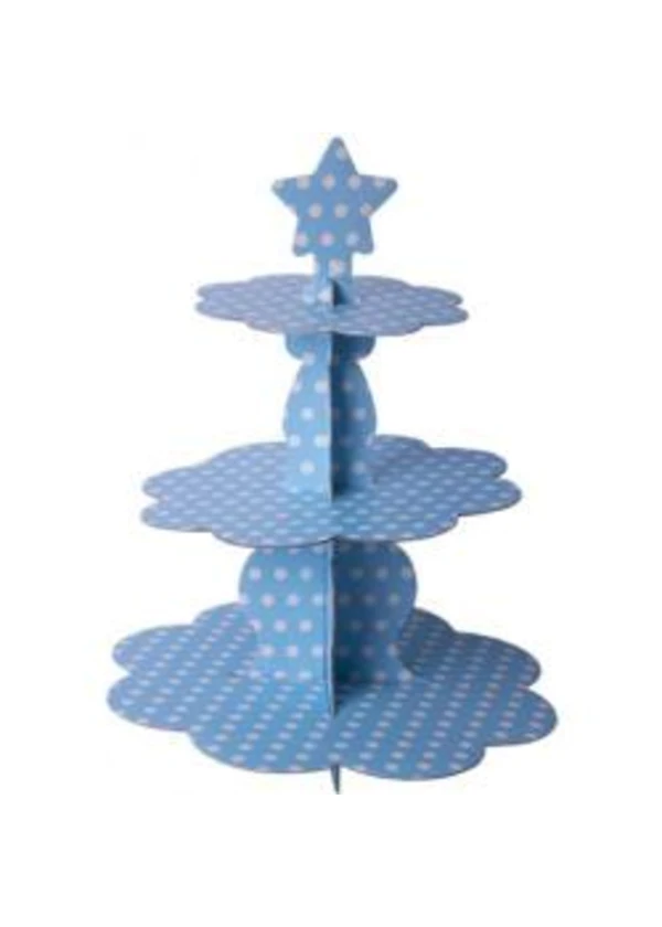 Mavi Puantiyeli Kek Standı
