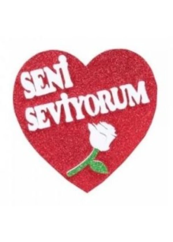 Kalp Seni Seviyorum Kırmızı Strafor Süs