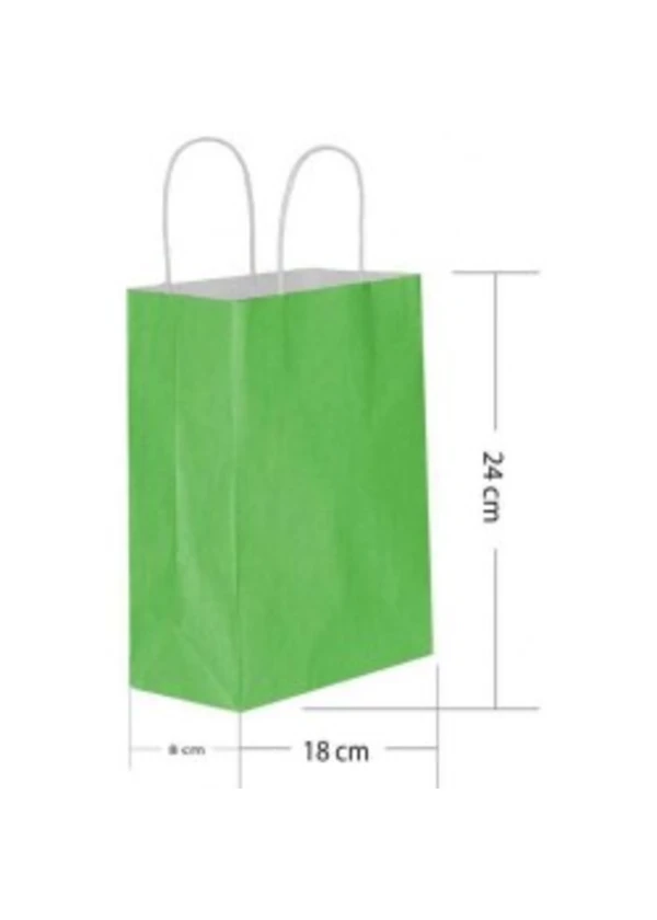 Yeşil Büküm Saplı Kağıt Çanta 18x24cm