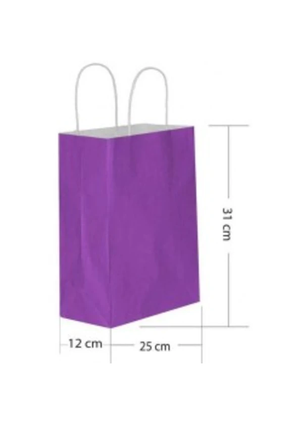 Mor Büküm Saplı Kağıt Çanta 25x31cm