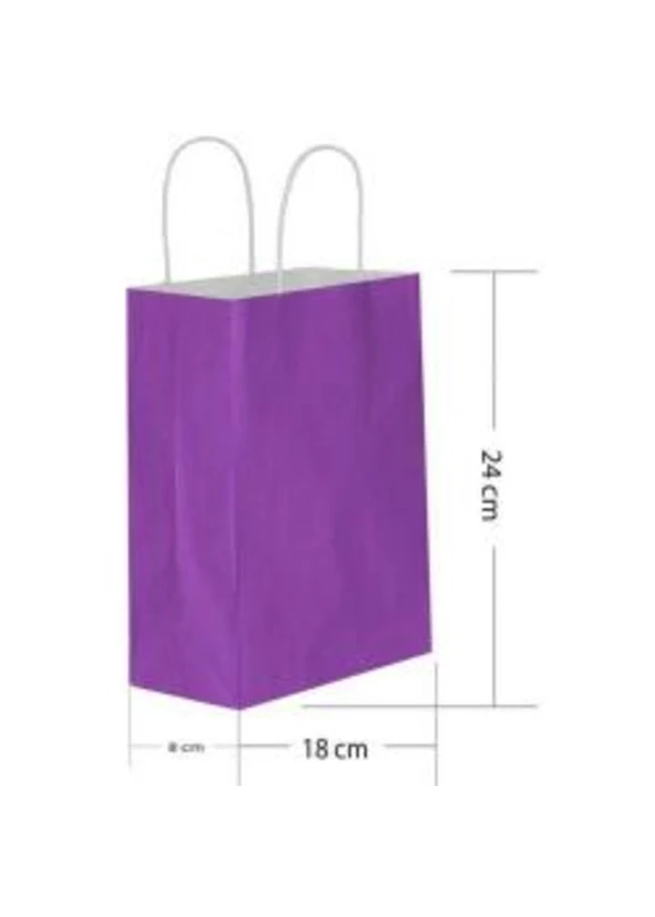 Mor Büküm Saplı Kağıt Çanta 18x24cm 25ad.