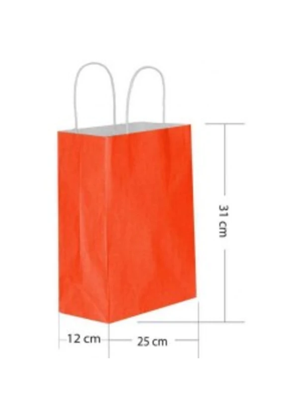 Kırmızı Büküm Saplı Kağıt Çanta 25x31cm