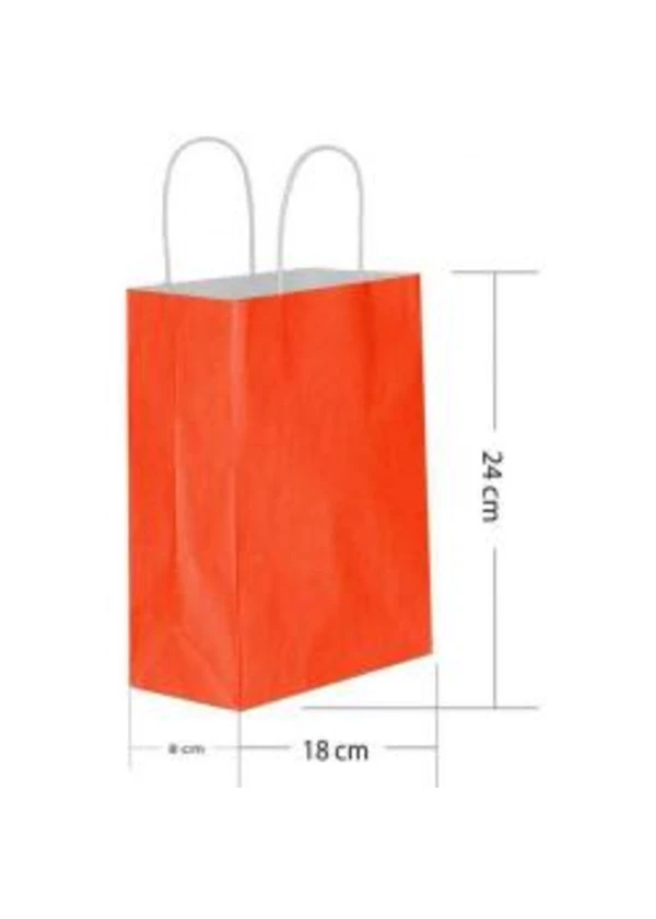 Kırmızı Büküm Saplı Kağıt Çanta 18x24cm 25ad.