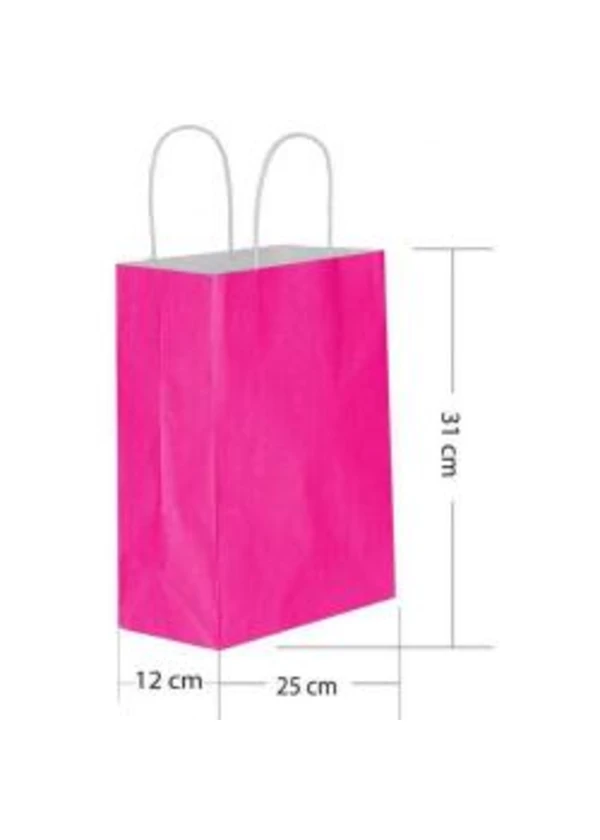 Fuşya Büküm Saplı Kağıt Çanta 25x31cm 25ad.