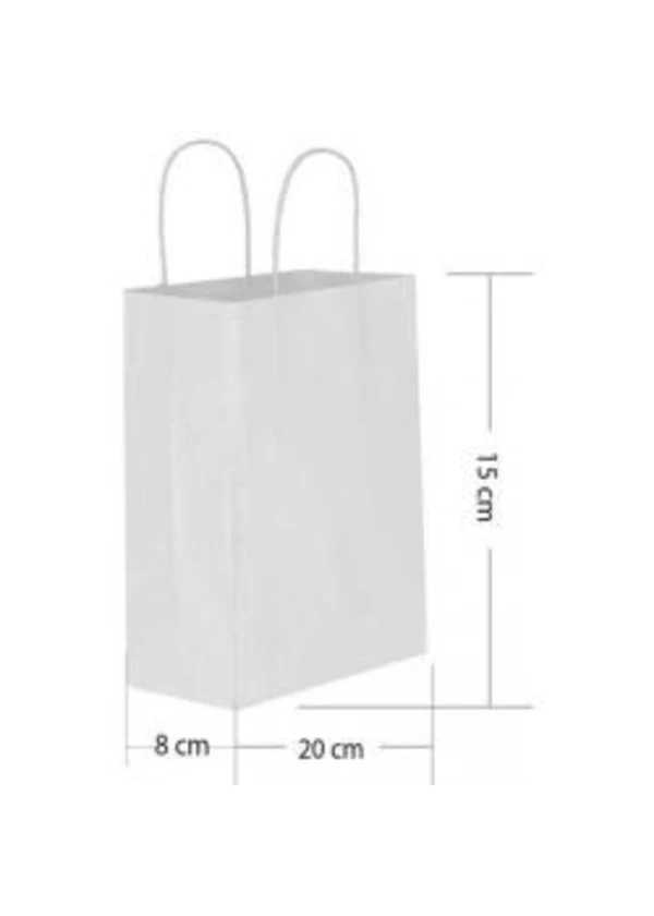 Beyaz Büküm Saplı Kağıt Çanta 15x20cm 25ad.