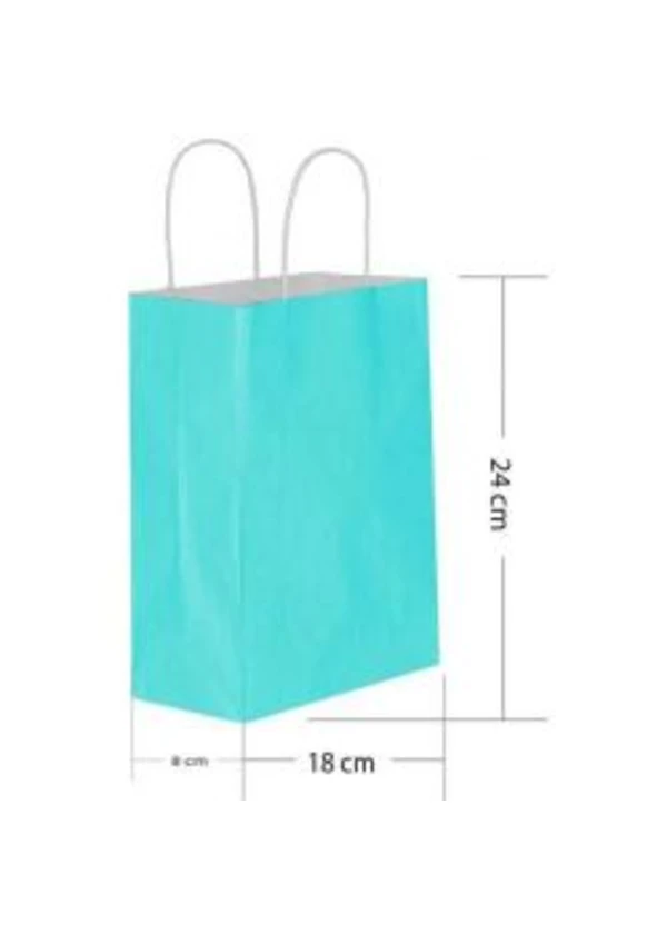 Açık Mavi Büküm Saplı Kağıt Çanta 18x24cm 25ad.