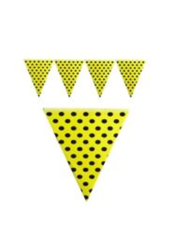 Sarı Siyah Puantiyeli Üçgen Flama