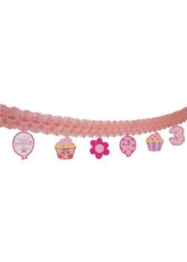 3 Yaş Temalı Pembe Kağıt Zincir Süs