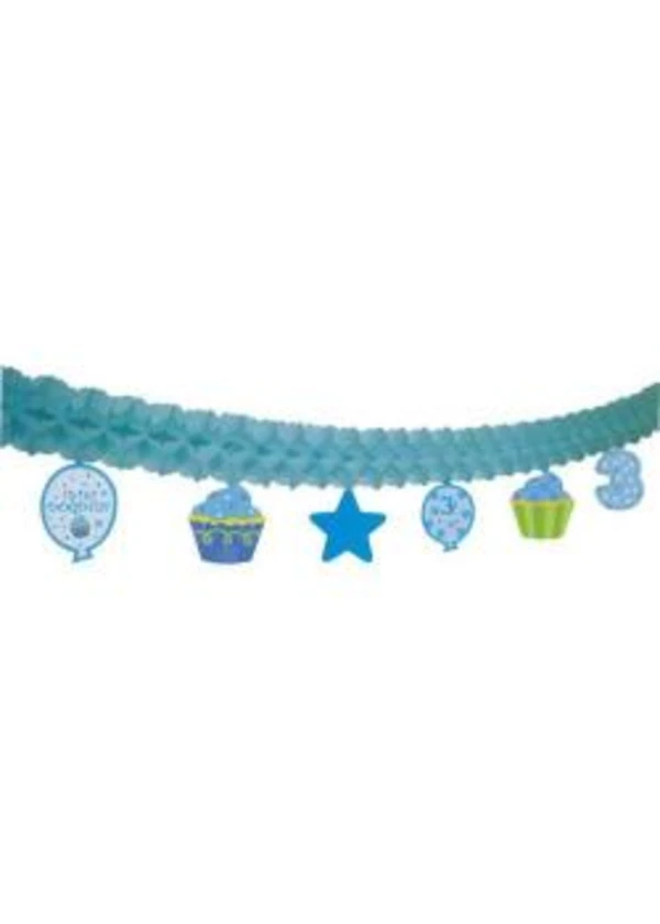 3 Yaş Temalı Mavi Kağıt Zincir Süs