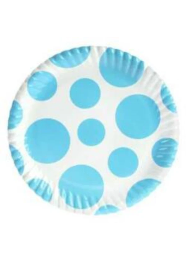 Beyaz Puantiyeli Turkuaz Karton Tabak 8'li