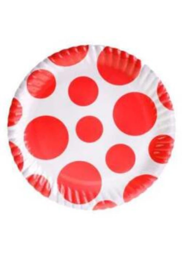 Kırmızı Karışık Puantiyeli Karton Tabak 8'li