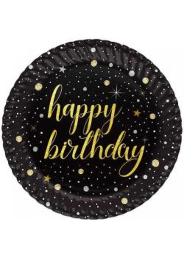 Işıltılı Doğum Günü Altın Karton Tabak 8'li