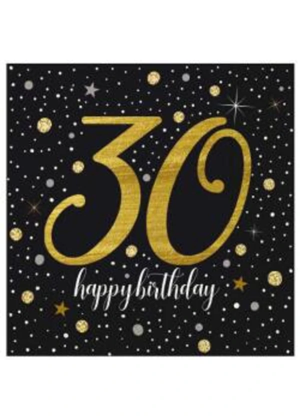 Işıltılı Doğum Günü 30 Yaş Peçete 20'li