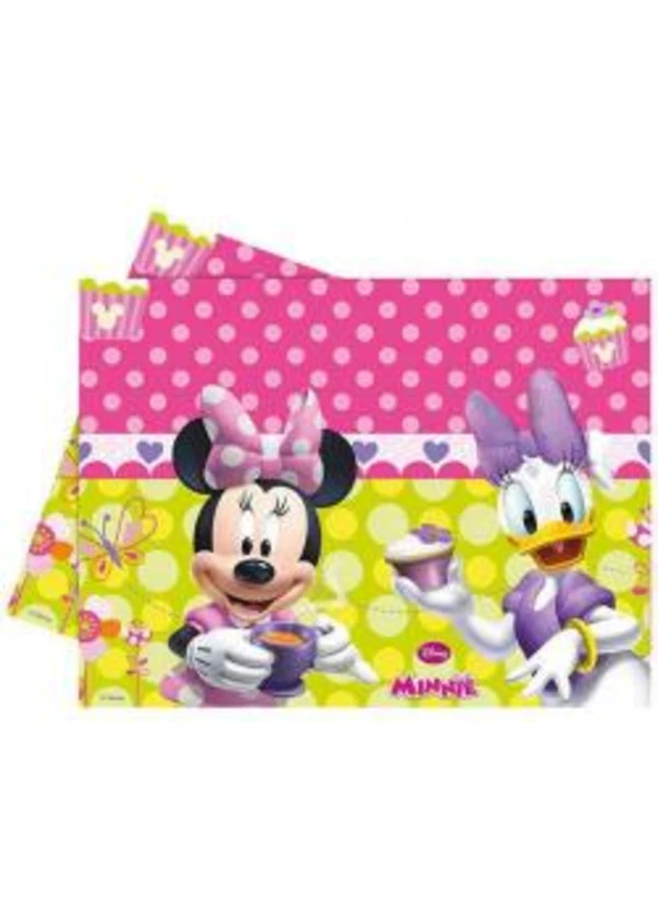 Minnie Pembe Fiyonklu Plastik Masa Örtüsü 120x180cm
