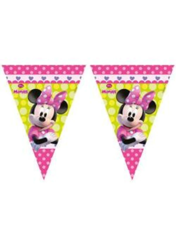 Minnie Pembe Fiyonklu Üçgen Flama