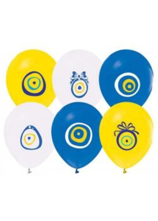 Nazar Boncuğu Baskılı Karışık Balon 5'li Paket